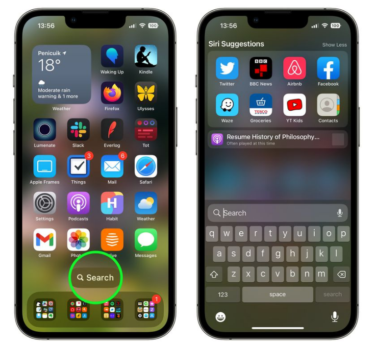 西华苹果手机维修分享升级到 iOS 16 后，如何删除主屏幕上的搜索按钮 